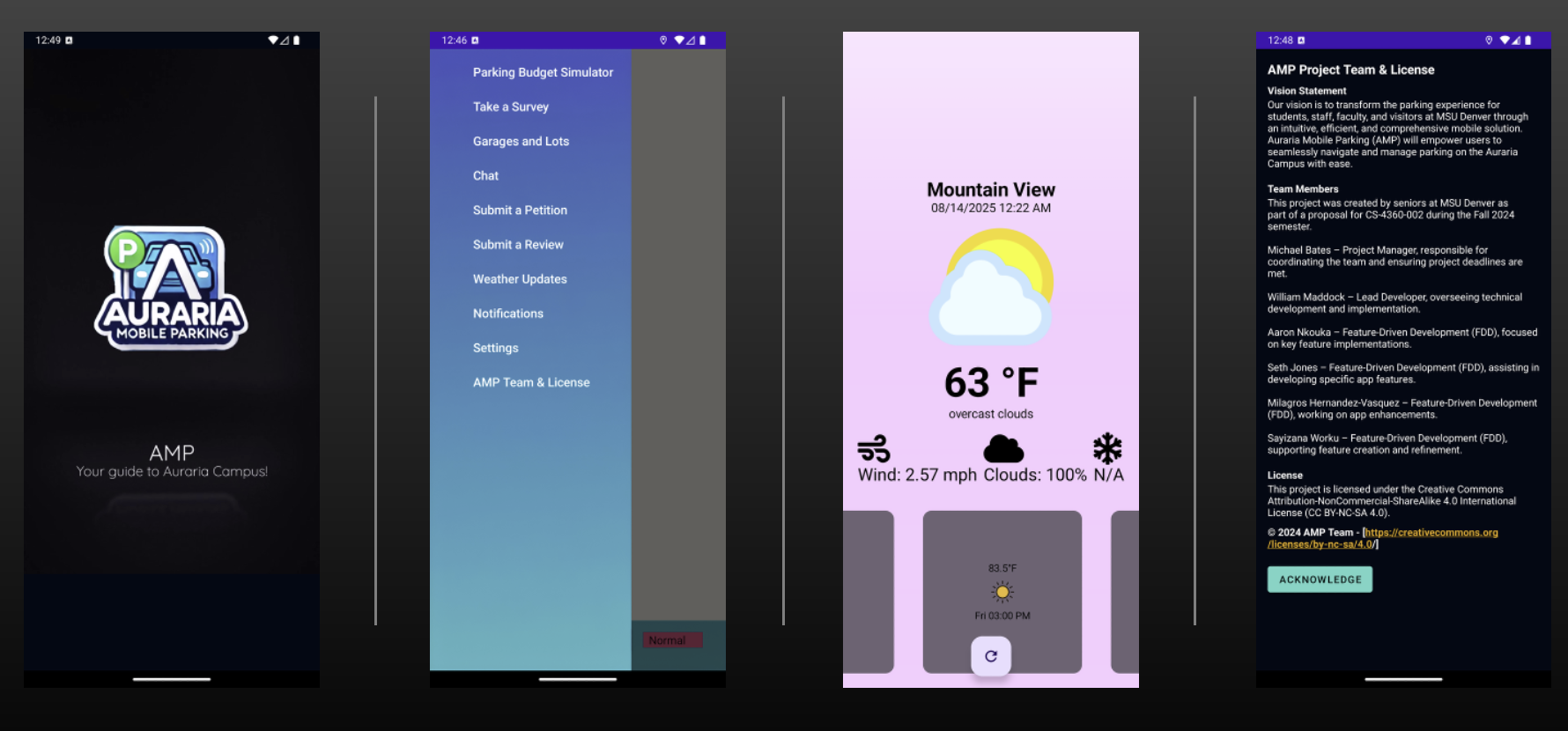 Auraria Mobile Parking App Screenshot